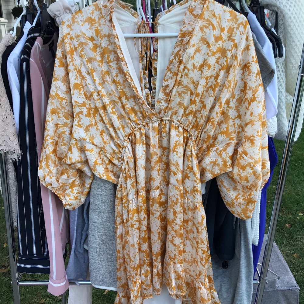 VICI Yellow Mini Dress with Sleeves